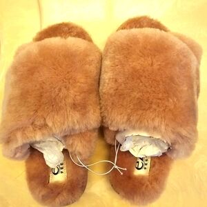 Fluffy pink slippers